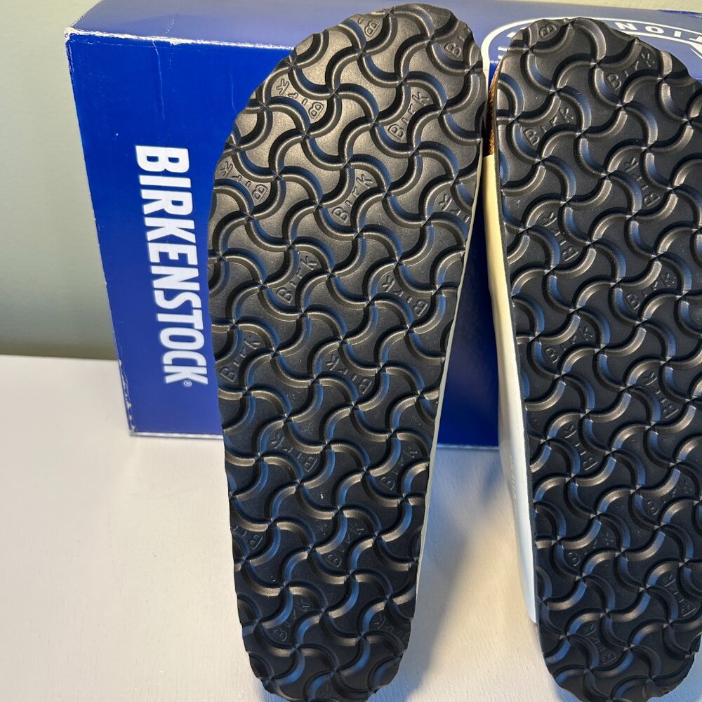 Birkenstock Arizona Big Buckle Natural Leather Patent Sandals - Picture 13 of 15
